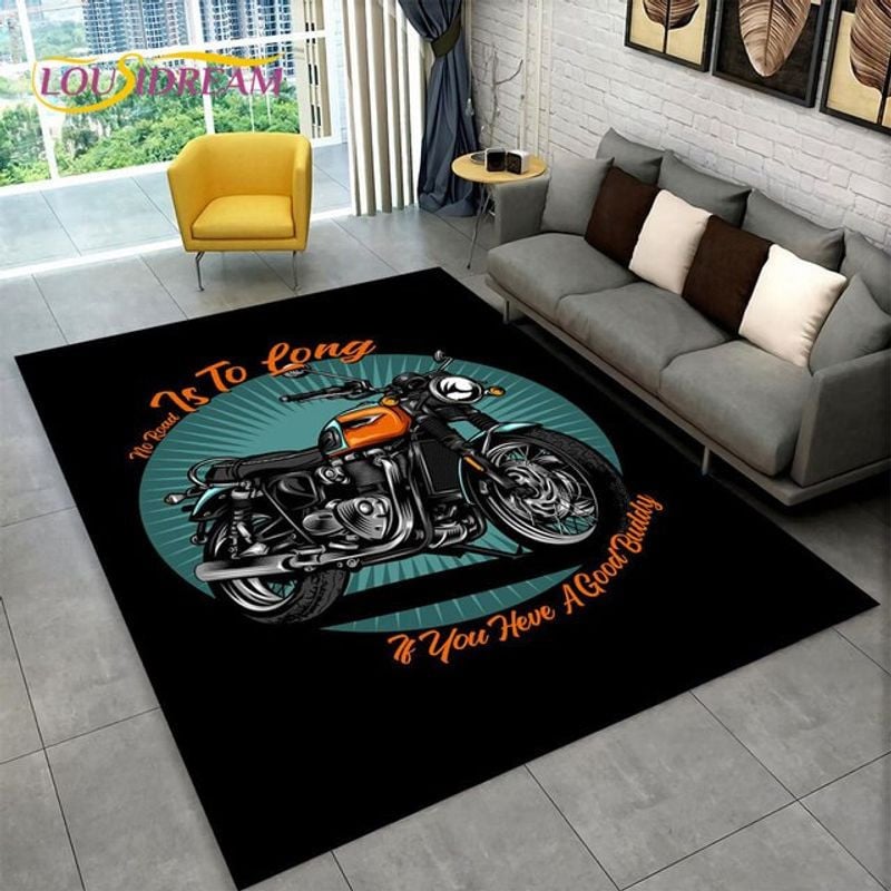 Bikergod Motorcycle No Road Is Too Long If You Have A Good Buddy Rug Home Floor Decor NALA161