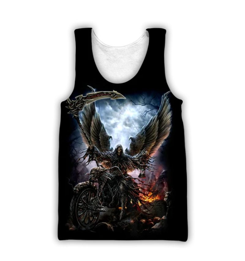 Bikergod Motorcycle Skull Rider Tank Top Design 3D Full Printed Sizes S - 5XL - NAQA398F