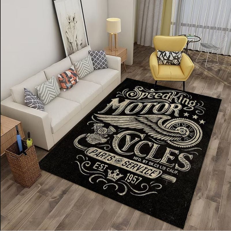 Bikergod Motorcycle Biker Speedking Motorcycle Rug Home Floor Decor NALA117