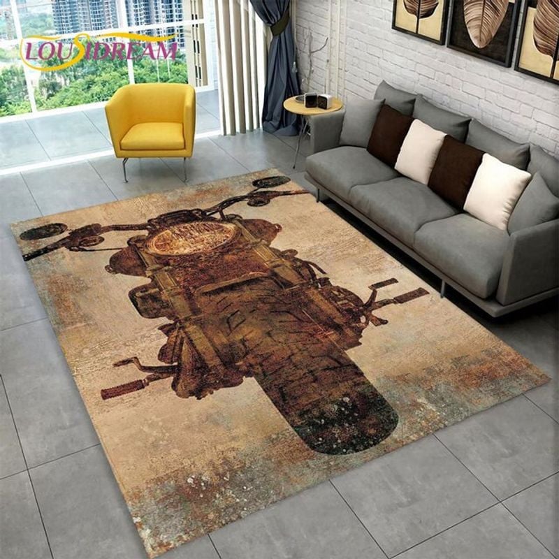 Bikergod Motorcycle Motorbike Vintage Rug Home Floor Decor NALA146