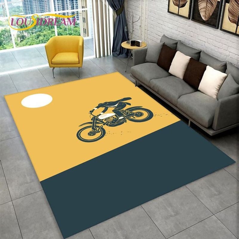 Bikergod Motorcycle Biker Vintage Rug Home Floor Decor NALA164