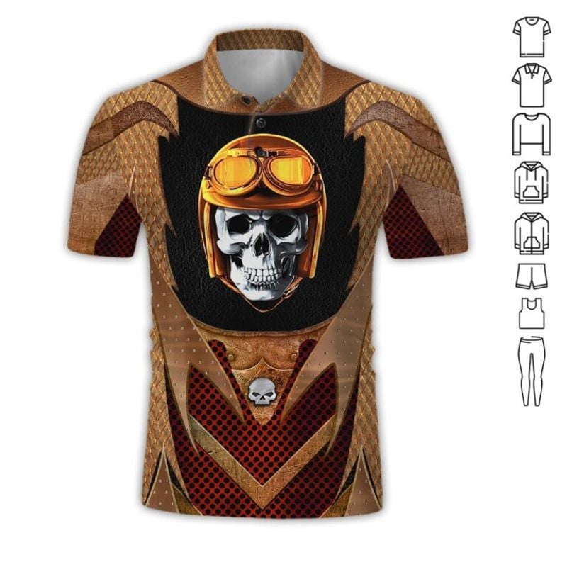 Bikergod Motorcycle Skull Biker Polo Design 3D Full Printed Sizes S - 5XL NALA173S