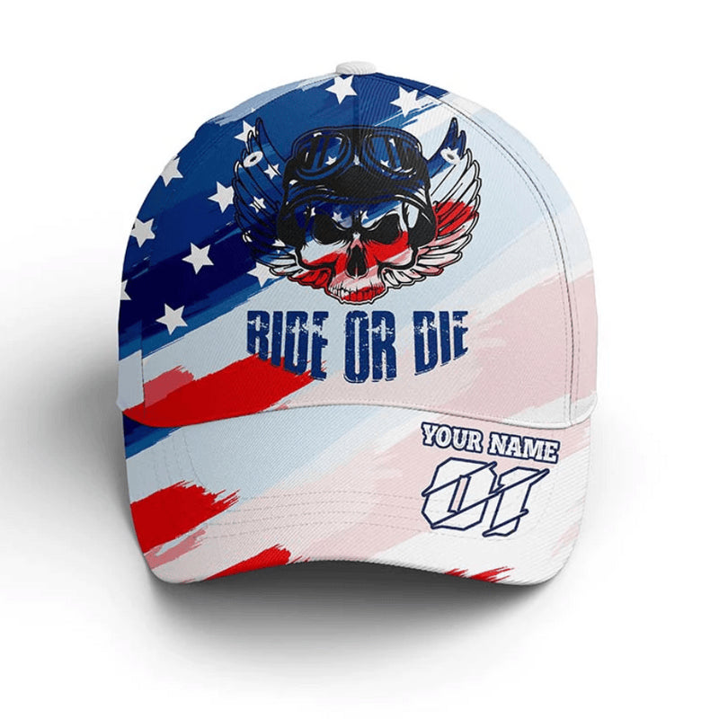 Bikergod Motorcycle Ride Or Die Custom Name And Number Classic Cap NMI251