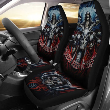 Bikergod Motorcycle Skull Biker Ride Free Or Die CAR SEAT COVERS - NALA134