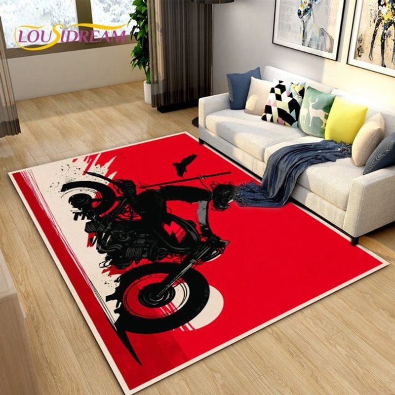 Bikergod Motorcycle Riding Biker Rug Home Floor Decor NALA159