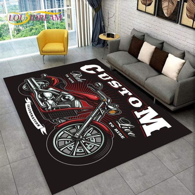 Bikergod Motorcycle Ride To Live Live To Ride Rug Home Floor Decor NALA165