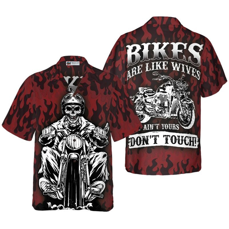 Bikergod Motorcycle Bikers Are Like Wives Don't Touch Hawaii Shirt Design 3D Full Printed Sizes S - 5XL NASA492