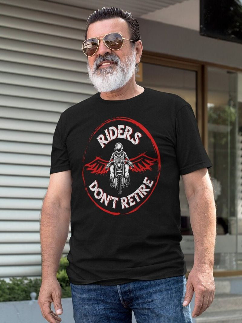 Bikergod Motorcycle Riders don't Retire T-shirt Design 2D Full Printed Sizes S - 5XL - NAIA35