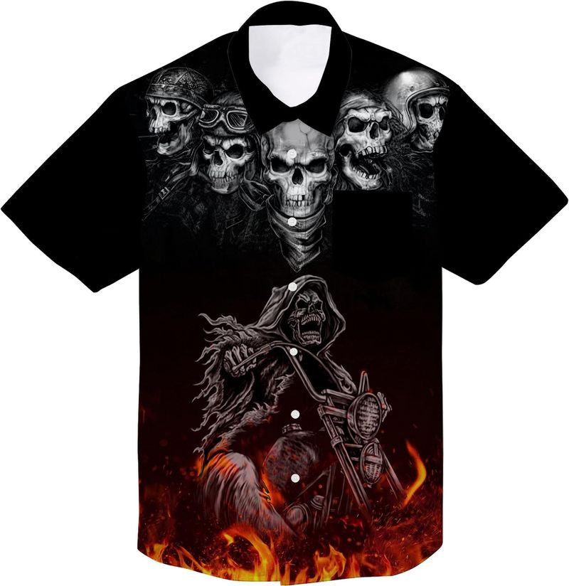 Bikergod Motorcycle SKULL BIKER Hawaii Shirt Design 3D Full Printed Sizes S - 5XL NASA71