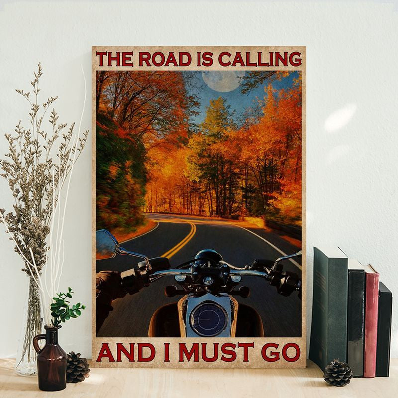 Bikergod Motorcycle The Road Is Calling And I Must Go Vintage Poster NANA303