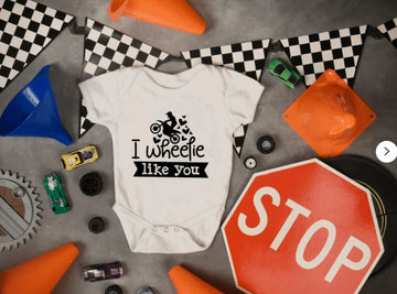 Bikergod Motorcycle I Wheelie Love You COTTON Baby Onesie Bodysuit NAVA355