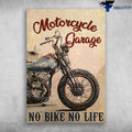 Bikergod Motorcycle Garage, No Bike No Life Vintage Poster NAIA203