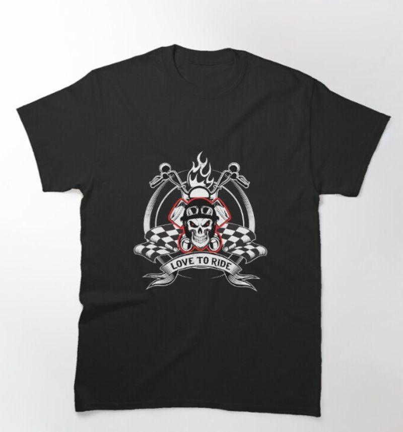 Bikergod Motorcycle Skull Love To Ride T-shirt Design 2D Full Printed Sizes S - 5XL - NAHA447