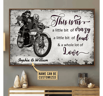 Bikergod Motorcycle A Little Bit Of Crazy Motorcycle Couple Custom Names Poster NANA100