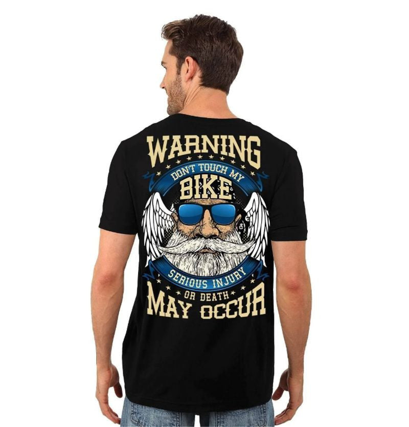 Bikergod Motorcycle Warning Don't Touch My Bike T-shirt Design 2D Full Printed Sizes S - 5XL - NASA16