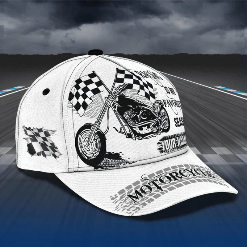 Bikergod Motorcycle Racing Is My Favorite Season Custom Name Classic Cap NMQI98