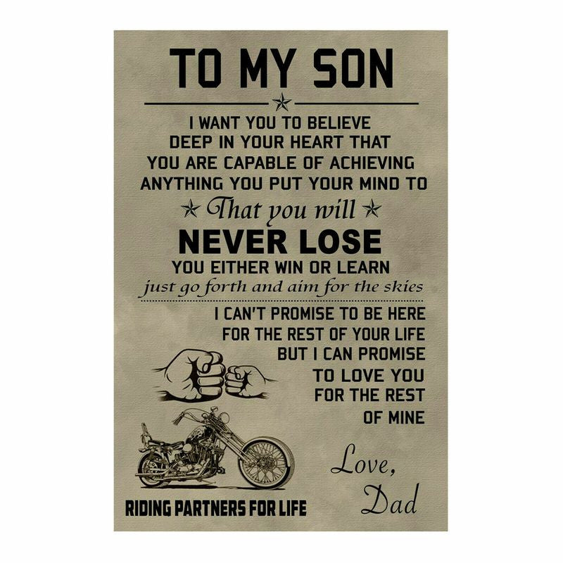 Bikergod Motorcycle Gift for Son from Dad Riding Partners For Life Poster NANA208