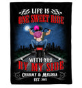 Bikergod Motorcycle Life Is One Sweet Ride With You By My Side Custom Names And Year Blanket NMBL030