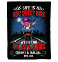 Bikergod Motorcycle Life Is One Sweet Ride With You By My Side Custom Names And Year Blanket NMBL030