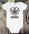 Bikergod Motorcycle Don't Mess With Me My Grandparents are Bikers COTTON Baby Onesie Bodysuit NAVA406