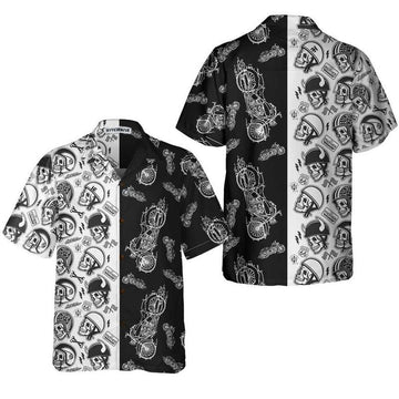 Bikergod Motorcycle With Skulls And Helmet Hawaii Shirt Design 3D Full Printed Sizes S - 5XL NASA519