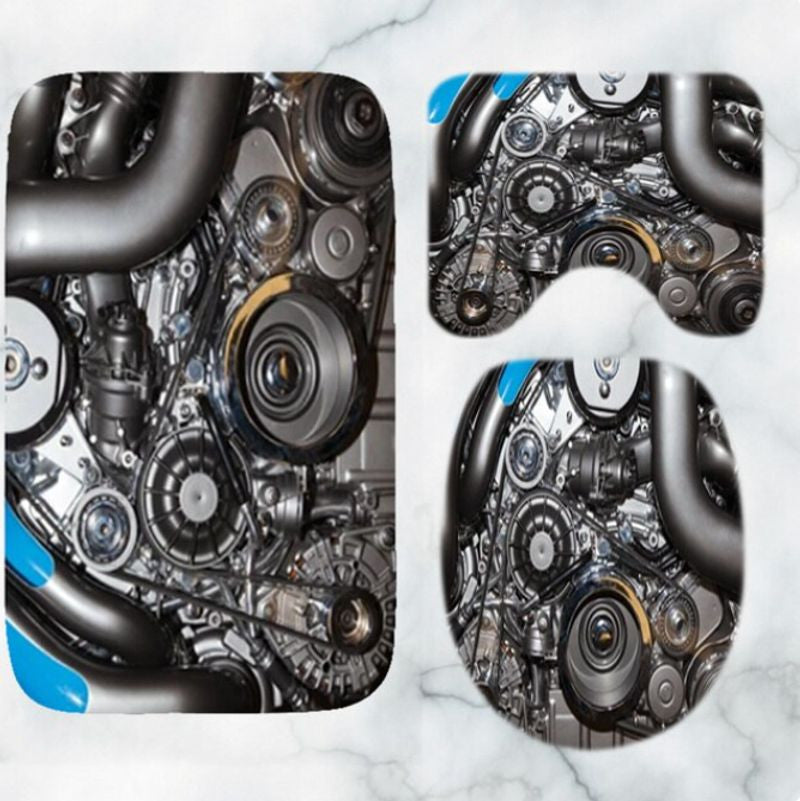 Bikergod Motorcycle Motor Machine Bathroom Decor Set NMBR32