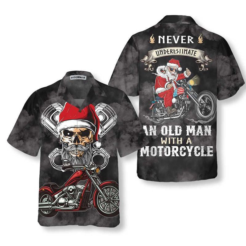 Bikergod Motorcycle Never Underestimate An Old Man With A Motorcycle Hawaii Shirt Design 3D Full Printed Sizes S - 5XL NASA518