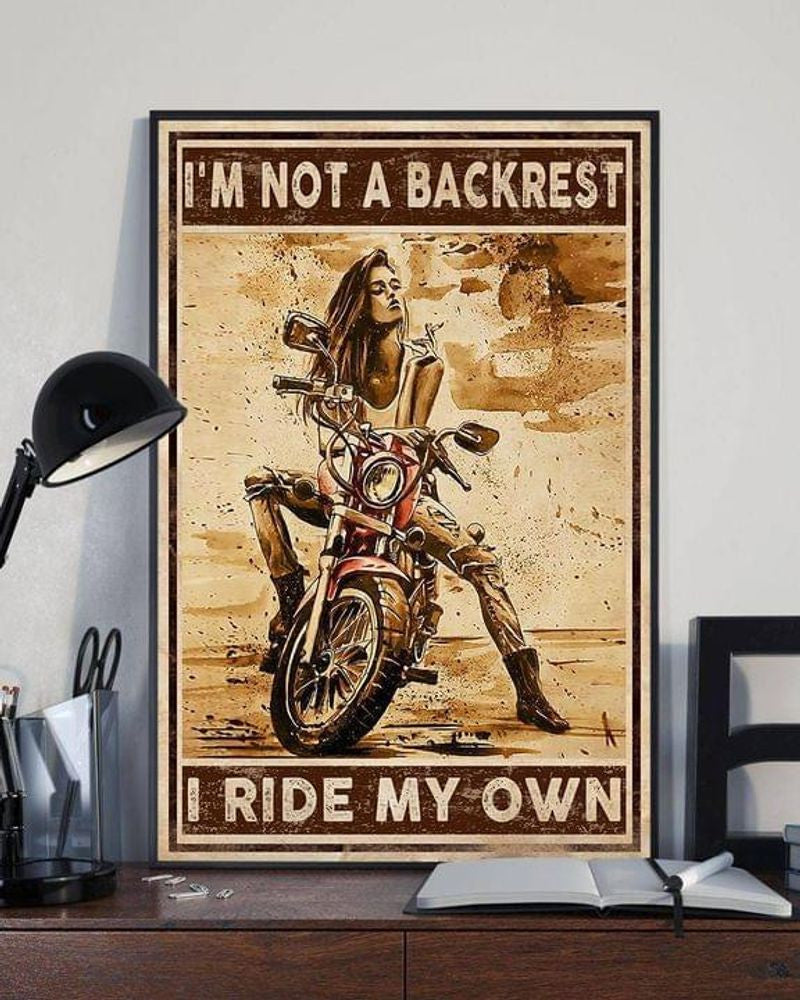Bikergod Motorcycle I?m Not A Backrest I Ride My Own Lady Biker Vintage Poster NANA176