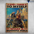 Bikergod Motorcycle And I Think To Myself, What A Wonderful World Vintage Poster NAIA117