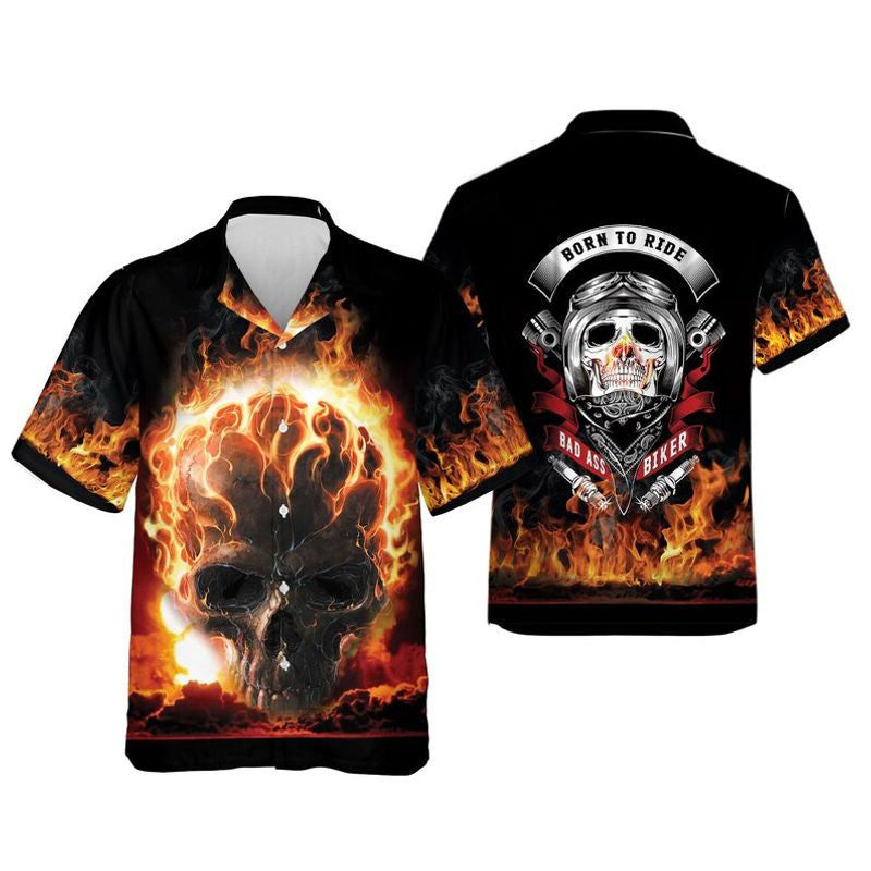 Bikergod Motorcycle Born To Ride Dad Ass Biker Hawaii Shirt Design 3D Full Printed Sizes S - 5XL NASA473