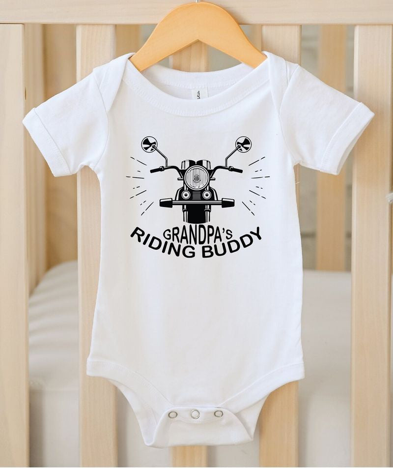 Bikergod Motorcycle Garandpa's Riding Buddy COTTON Baby Onesie Bodysuit NAVA399