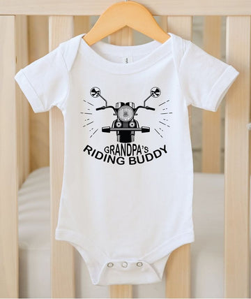 Bikergod Motorcycle Garandpa's Riding Buddy COTTON Baby Onesie Bodysuit NAVA399