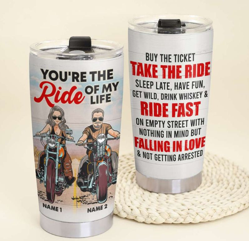 Bikergod Motorcycle You Are The Ride Of My Life Custom Names Steelers Stainless Steel 20 Oz Tumbler- NMQI120