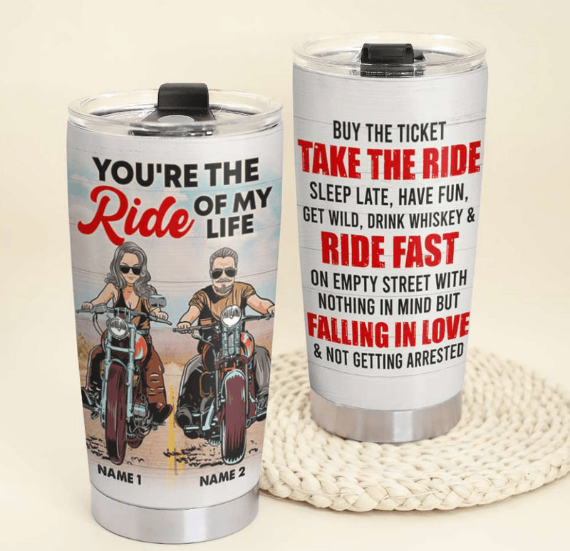 Bikergod Motorcycle You Are The Ride Of My Life Custom Names Steelers Stainless Steel 20 Oz Tumbler- NMQI120
