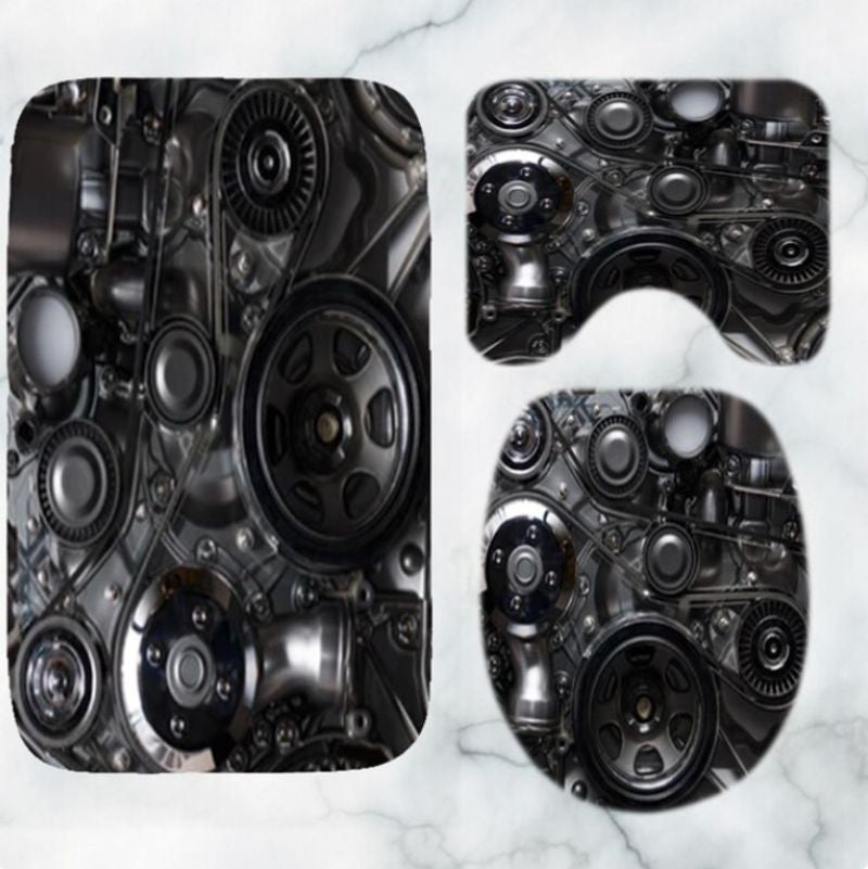 Bikergod Motorcycle Motor Machine Bathroom Decor Set NMBR30