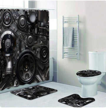 Bikergod Motorcycle Motor Machine Bathroom Decor Set NMBR30