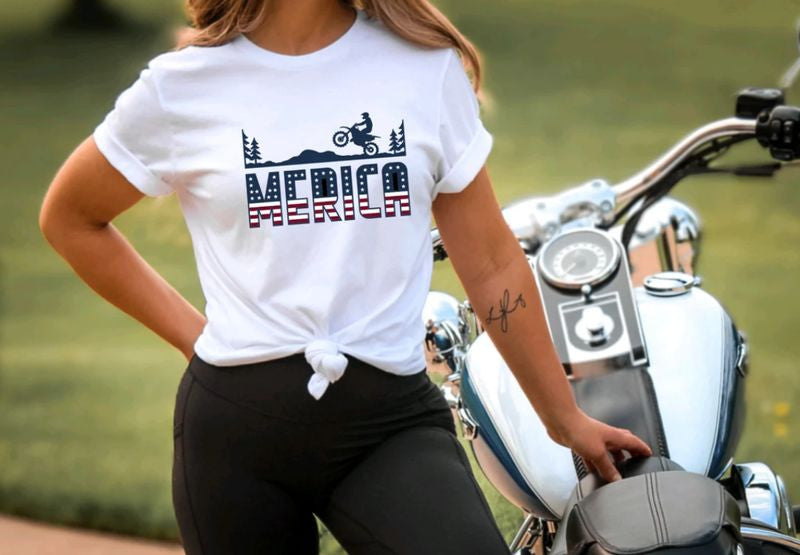 Bikergod Motorcycle Merica Dirt Bike T-shirt Design 2D Full Printed Sizes S - 5XL - NAVA366