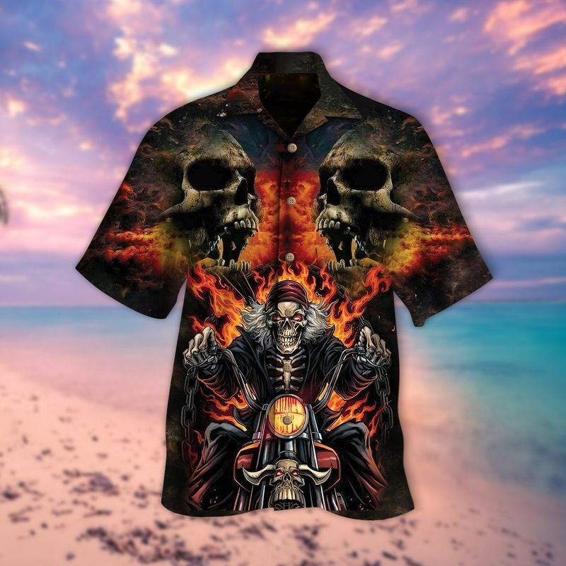 Bikergod Motorcycle SKULL BIKER Hawaii Shirt Design 3D Full Printed Sizes S - 5XL NASA58