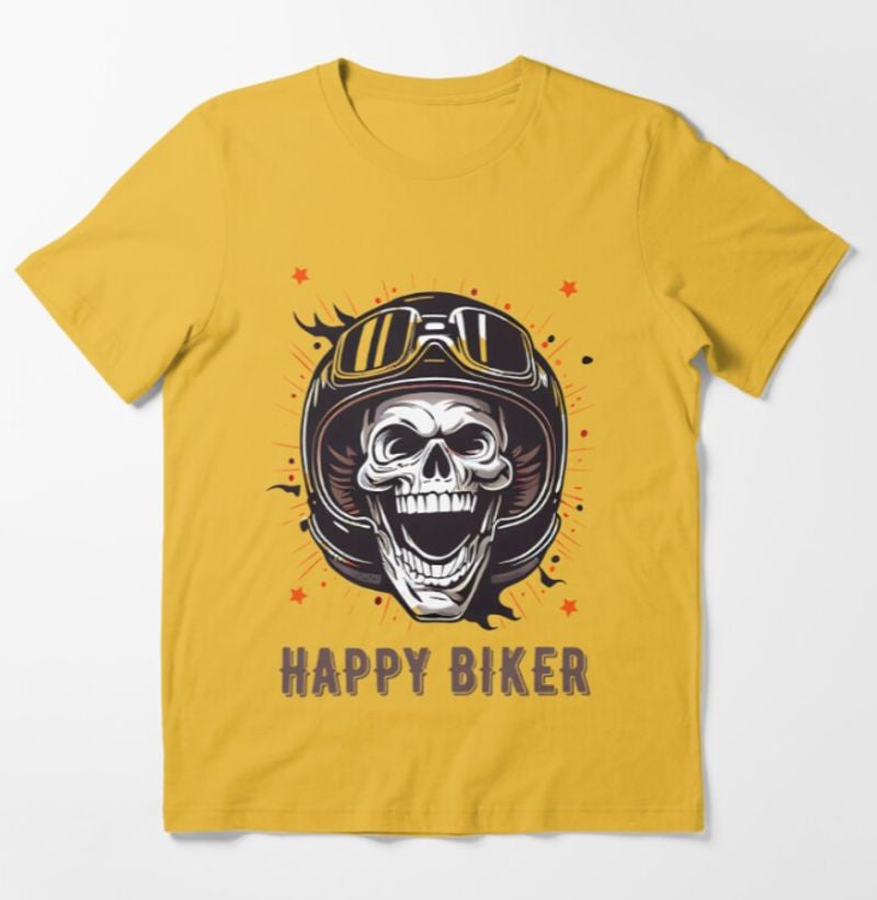 Bikergod Motorcycle Happy biker T-shirt Design 2D Full Printed Sizes S - 5XL - NAKA312