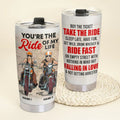 Bikergod Motorcycle Biker Couple Buy The Ticket Take The Ride You're My Ride Of My Life Custom Names Steelers Stainless Steel 20 Oz Tumbler- NASA100