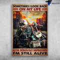 Bikergod Motorcycle Sometimes I Look Back On My Life Vintage Poster NAIA177