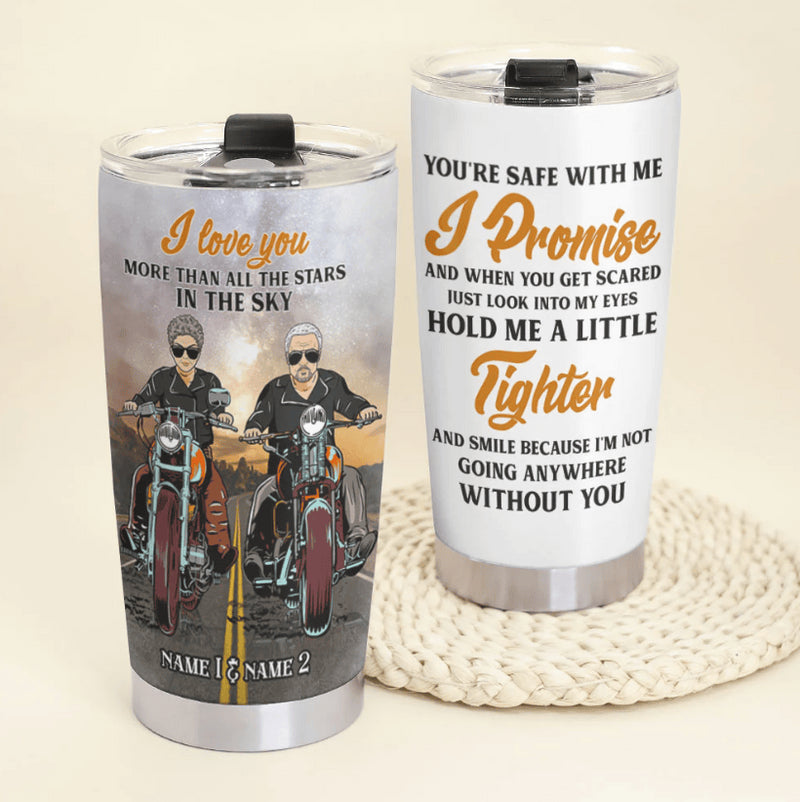 Bikergod Motorcycle Biker Couple I Love You More Than All The Starts In The Sky Custom Names Steelers Stainless Steel 20 Oz Tumbler- NASA81