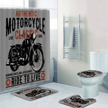 Bikergod Motorcycle Authentic Motorcycle Live Classic Ride To Live Bathroom Decor Set NMBR03