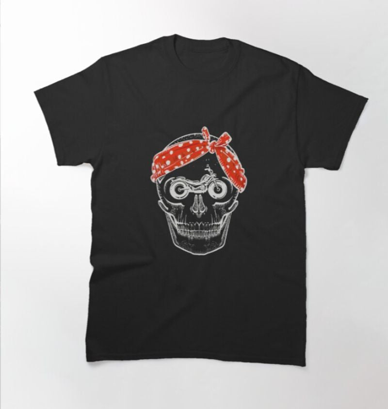 Bikergod Motorcycle Female Biker Drawing T-shirt Design 2D Full Printed Sizes S - 5XL - NAKA352