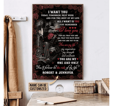 Bikergod Motorcycle I Want You Today Motorcycle Couple Custom Names Poster NANA101