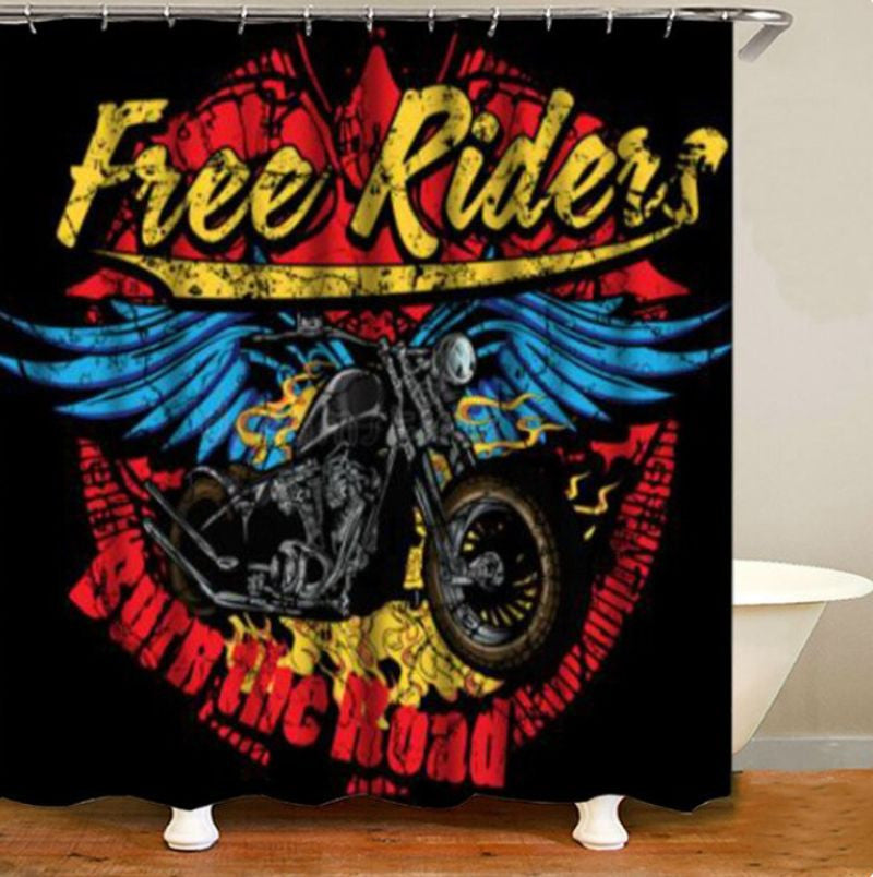 Bikergod Motorcycle Free Rider Burn The Road Bathroom Decor Set NMBR24
