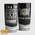 Bikergod Motorcycle I'm A Grumphy Old Biker Custom Name Steelers Stainless Steel 20 Oz Tumbler- NMT044