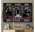 Bikergod Motorcycle Skull Couple We Got This Motorcycle Couple Custom Names Poster NANA110