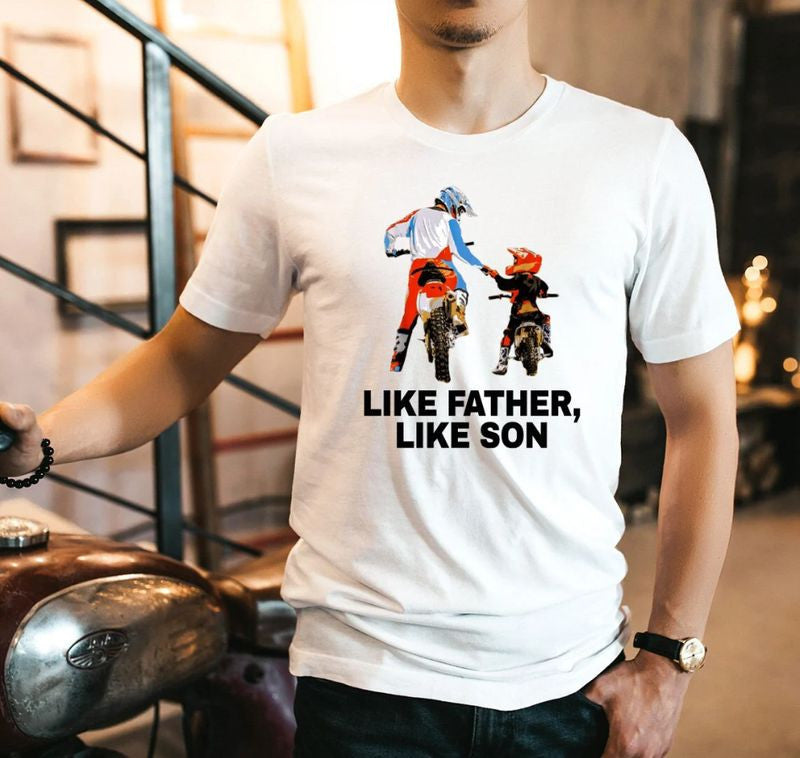 Bikergod Motorcycle Like Father Like Son T-shirt Design 2D Full Printed Sizes S - 5XL - NAYA360