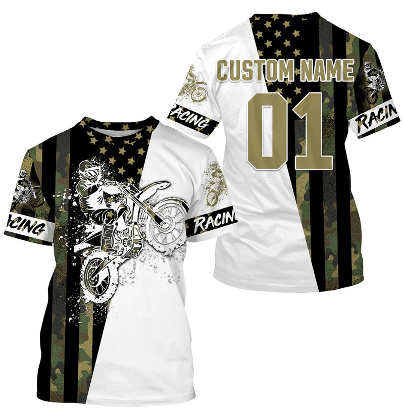Bikergod Motorcycle Racing USA Flag Custom Name And Number T-shirt Design 3D Full Printed Sizes S - 5XL - NMQE03